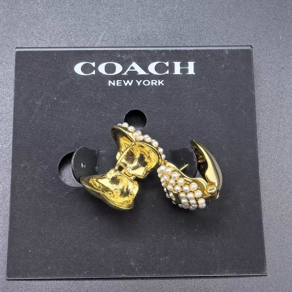 Coach Gold and Pearl Cluster Earrings - Picture 7 of 9